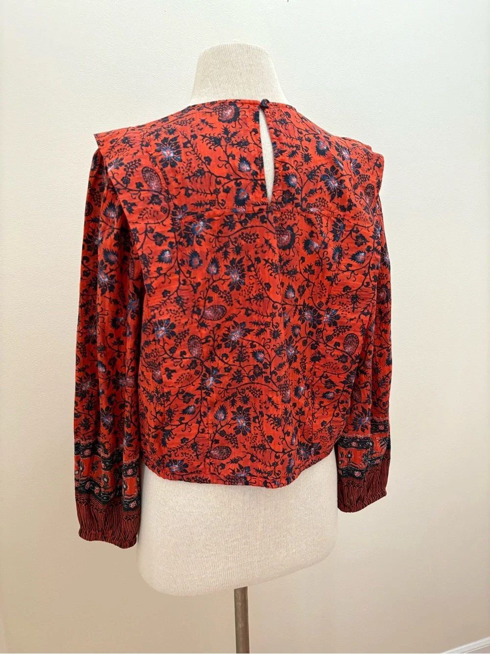 Ulla Johnson $320 Orange Poppy Prisha Blouse Size 6 Small Cottage Core Boho Chic